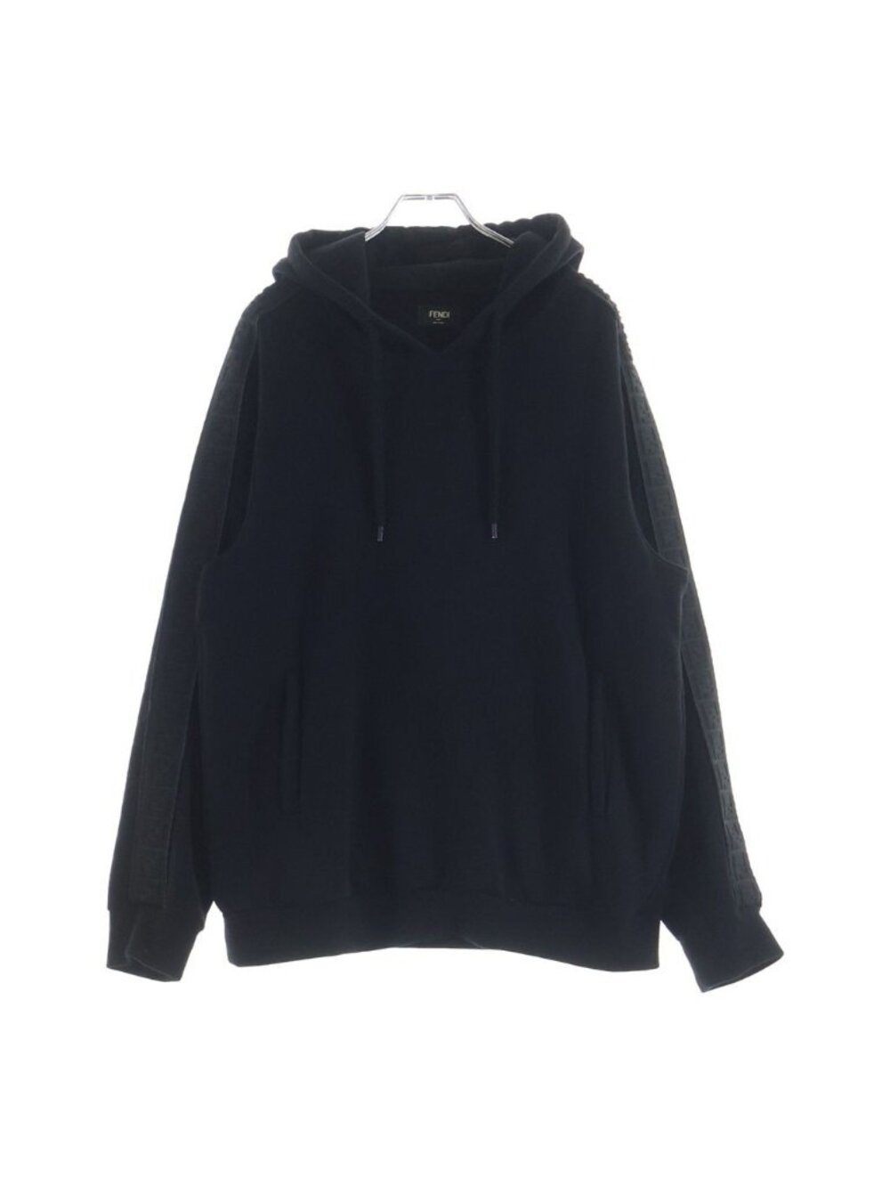 Fendi Zucca Pattern Side Line Pullover Sweatshirt Hoodie Black